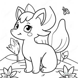 Pagina Para Colorir De Ninetales Fofo Com Flores 44533-37021