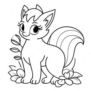 Pagina Para Colorir De Ninetales Fofo Com Flores 44533-37023