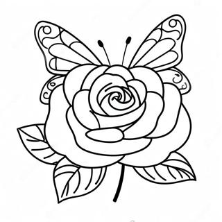 Pagina Para Colorir De Rosa Elegante Com Borboleta Colorida 44983-37374