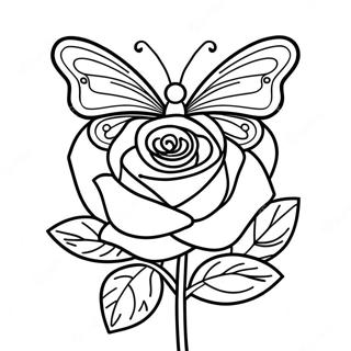 Pagina Para Colorir De Rosa Elegante Com Borboleta Colorida 44983-37376