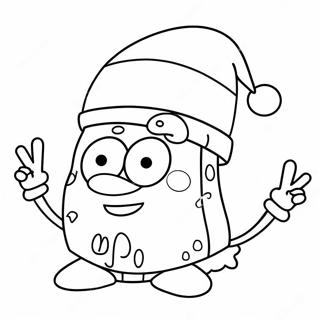 Pagina Para Colorir Do Spongebob Festivo Com Chapeu De Papai Noel 45254-37594