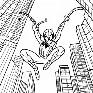 Pagina Para Colorir Do Homem Aranha De Ferro Balancando Pela Cidade 45374-37689