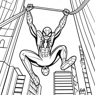 Pagina Para Colorir Do Homem Aranha De Ferro Balancando Pela Cidade 45374-37691