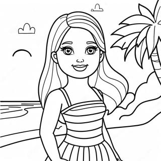 Pagina Para Colorir Da Cena De Praia Da Barbie 45383-37696