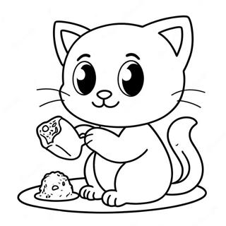 Pagina Para Colorir Gatinho Fofo Comendo Racao 45484-37792