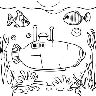 Pagina Para Colorir Da Cena Subaquatica Do Submarino Amarelo Colorido 45564-37845