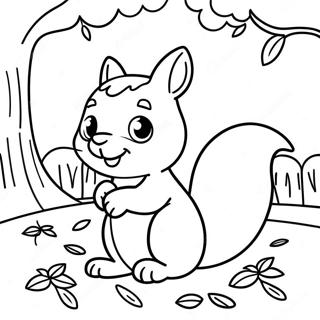 Pagina Para Colorir Esquilo Fofo Do Jardim De Infancia No Outono 45674-37932