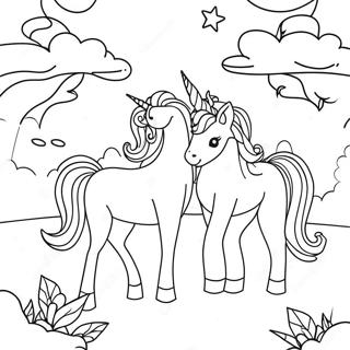 Pagina Para Colorir Unicornios Magicos Em Uma Paisagem Sonhadora 45784-38010