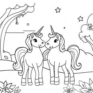 Pagina Para Colorir Unicornios Magicos Em Uma Paisagem Sonhadora 45784-38011