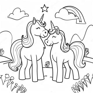 Pagina Para Colorir Unicornios Magicos Em Uma Paisagem Sonhadora 45784-38012