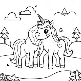 Pagina Para Colorir Unicornios Magicos Em Uma Paisagem Sonhadora 45784-38147