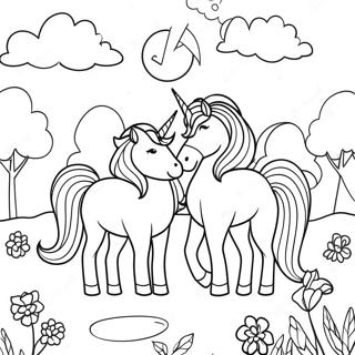 Pagina Para Colorir Unicornios Magicos Em Uma Paisagem Sonhadora 45784-38148