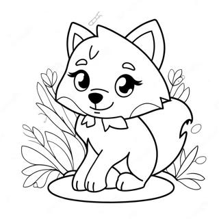 Pagina Para Colorir De Lobo Anime Fofo Com Flores 46004-38335