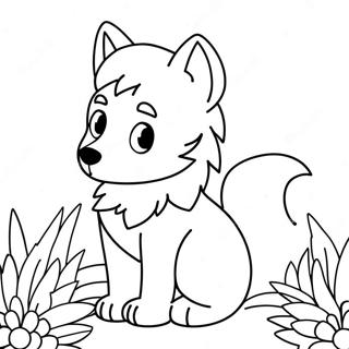 Pagina Para Colorir De Lobo Anime Fofo Com Flores 46004-38336