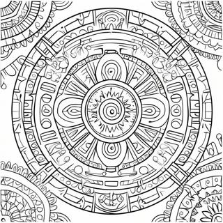 Pagina Para Colorir De Design Intricado De Calendario Asteca 46054-38362