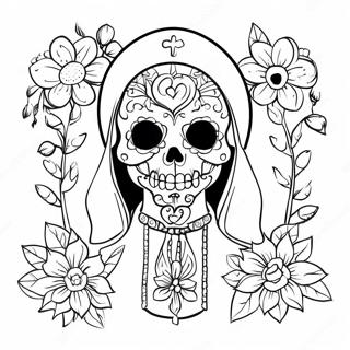 Pagina Para Colorir Santa Muerte Colorida Com Flores 46174-38457