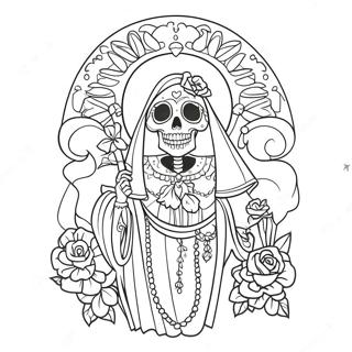 Pagina Para Colorir Santa Muerte Colorida Com Flores 46174-38458