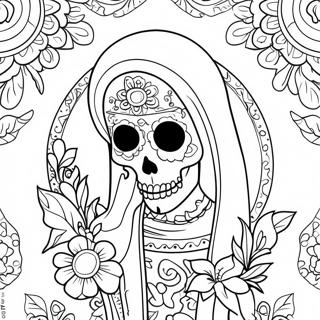 Pagina Para Colorir Santa Muerte Colorida Com Flores 46174-38459