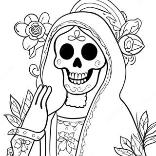 Pagina Para Colorir Santa Muerte Colorida Com Flores 46174-38460