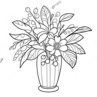 Vaso De Flores Com Flores Coloridas Pagina Para Colorir 46403-38647