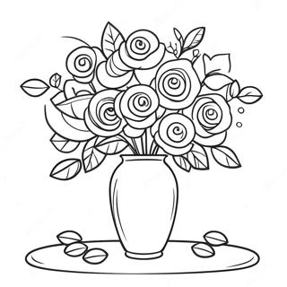 Vaso De Flores Elegante Com Rosas Pagina Para Colorir 46404-38642