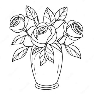 Vaso De Flores Elegante Com Rosas Pagina Para Colorir 46404-38643