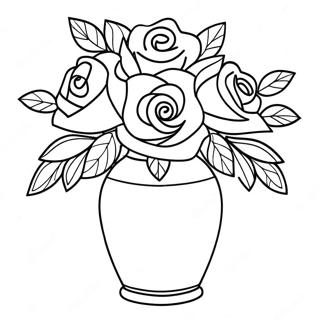 Vaso De Flores Elegante Com Rosas Pagina Para Colorir 46404-38644