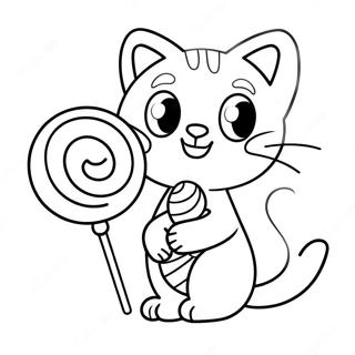 Pagina Para Colorir De Gato De Doces Fofo Com Pirulito 46714-38890