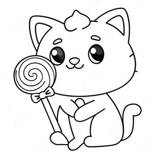 Pagina Para Colorir De Gato De Doces Fofo Com Pirulito 46714-38891