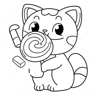 Pagina Para Colorir De Gato De Doces Fofo Com Pirulito 46714-38892