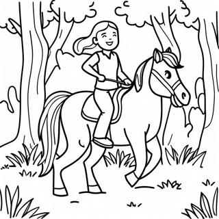 Pagina Para Colorir De Uma Menina Aventureira Montando Um Cavalo Na Floresta 47374-39414