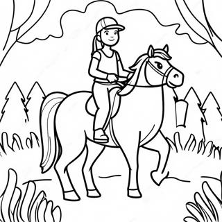 Pagina Para Colorir De Uma Menina Aventureira Montando Um Cavalo Na Floresta 47374-39415