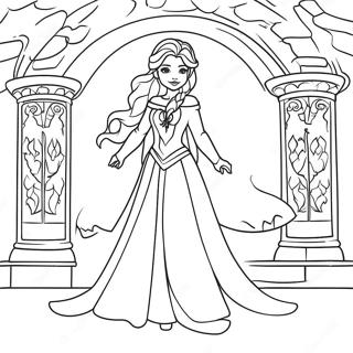 Pagina Para Colorir Da Elegante Rainha Do Gelo Em Um Castelo Congelado 47394-39428