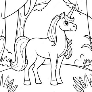 Pagina Para Colorir O Ultimo Unicornio Magico Em Uma Floresta 47715-39680