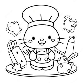 Hello Kitty Cozinhando Páginas Para Colorir