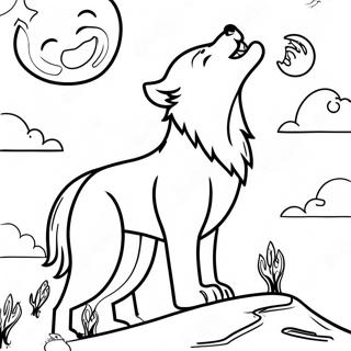 Pagina Para Colorir Lobo Majestoso Uivando Para A Lua 48005-39908