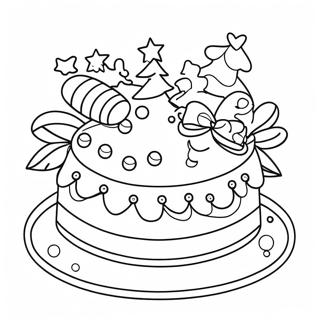 Pagina Para Colorir De Bolo De Natal Festivo Com Decoracoes 48195-40061