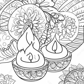 Pagina Para Colorir De Diyas Coloridos Do Diwali 482-386