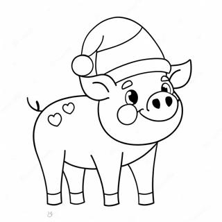 Pagina Para Colorir Do Porquinho De Natal Fofo Com Chapeu De Papai Noel 48515-40341