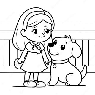 Pagina Para Colorir De Menina Brincando Com Seu Cachorro 48625-40405