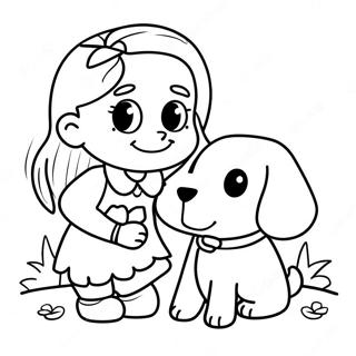 Pagina Para Colorir De Menina Brincando Com Seu Cachorro 48625-40406