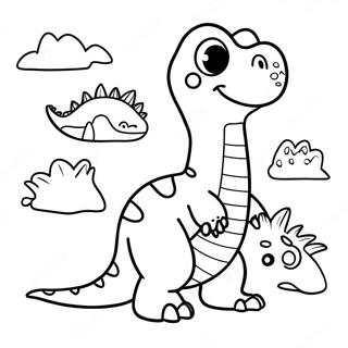 Pagina Para Colorir Dino Dana Com Dinossauros Coloridos 48695-40459