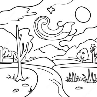 Pagina Para Colorir Da Paisagem Da Noite Estrelada 48814-40542