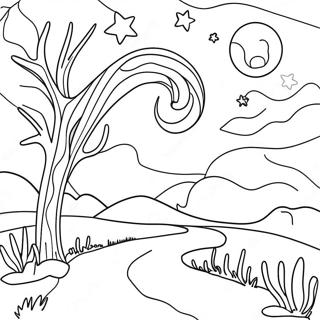 Pagina Para Colorir Da Paisagem Da Noite Estrelada 48814-40543