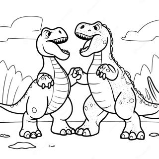 Pagina Para Colorir Da Batalha Epica Entre Giganotossauro E T Rex 48834-40566