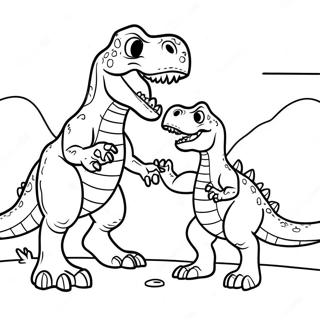 Pagina Para Colorir Da Batalha Epica Entre Giganotossauro E T Rex 48834-40567