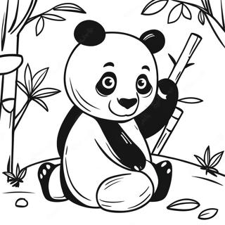 Pagina Para Colorir De Um Panda Fofo Brincando Com Bambu 48875-40599