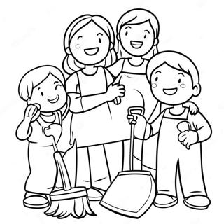 Pagina Para Colorir De Uma Familia Feliz Limpando Junta 48945-40659