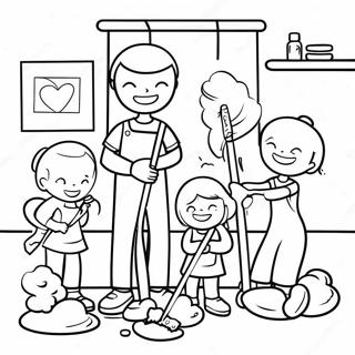 Pagina Para Colorir De Uma Familia Feliz Limpando Junta 48945-40660