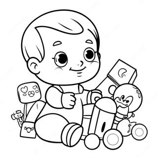 Pagina Para Colorir Do Fofo Bebe John Brincando Com Brinquedos 49035-40730